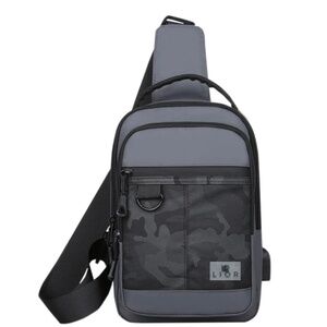 Camouflage Crossbody Chest Bag. Gray & Black - NEW